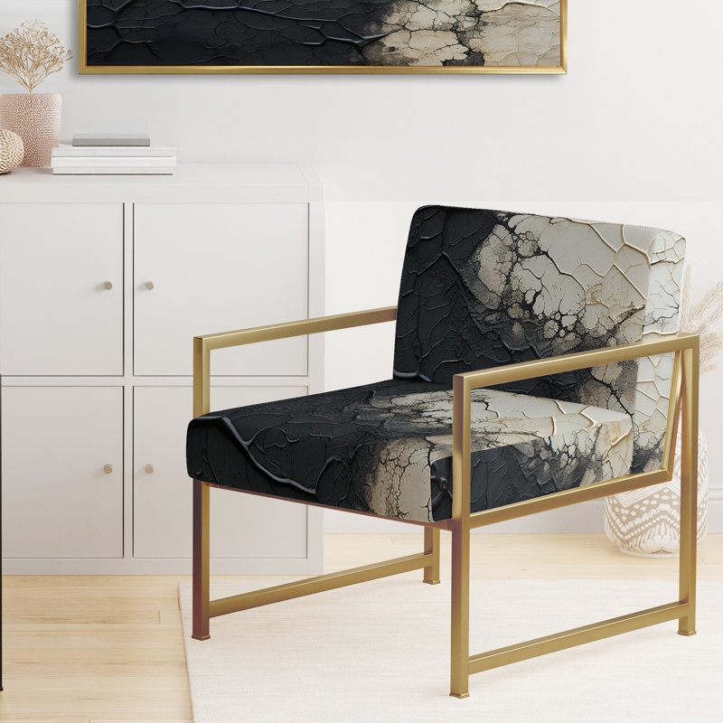 Abstract Split - Chaise d'appoint rembourrée abstraite, Doré