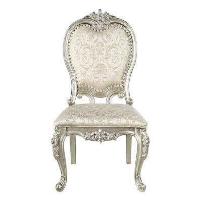 Fabric & Champagne Side Chairs (pair) - Padded Cushion, Synthetic Wood Frame, Foam D22, 24" Seat Width, 21" Depth, 19" Height, 220lbs Load Capacity ( Of 2) And Seat, Wood,