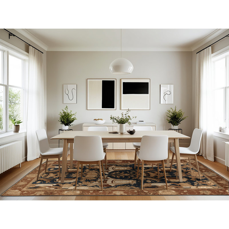 Tapis brun français lavable à la machine, Rectangle 7 pi x 10 pi