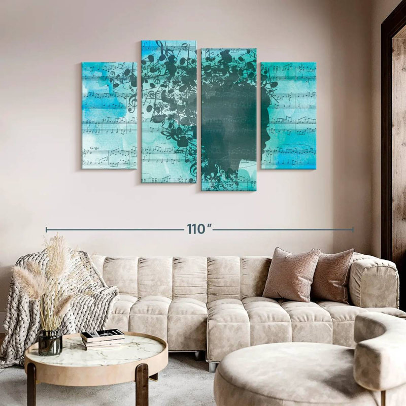 Abarca Music Harmony In My Head On Canvas, reproduction de 4 pièces, H 54 po x l 84 po x P 1 po