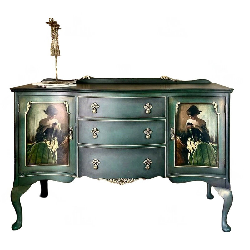 Armoire d'entrée rétro peinte à l'huile