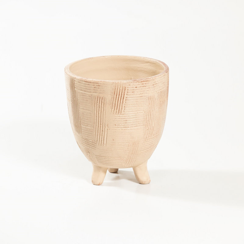 Kyngsten Planter, Beige White, 8.25" H x 7.75" W x 7.75" D