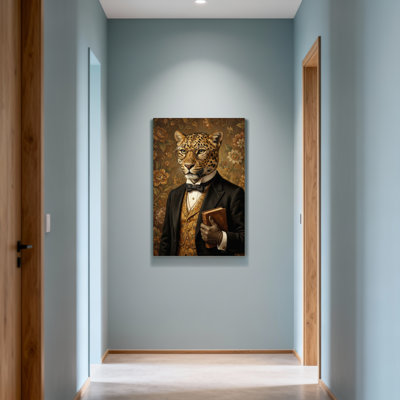 Animals Leopard In Suit With Book And Glasses