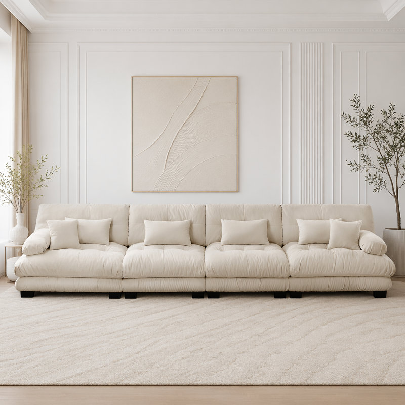 Canapé Cloud, canapé en chenille, Light coffee+4Seat