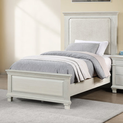 Izaguirre Wood Twin Size Panel Bed, Gray