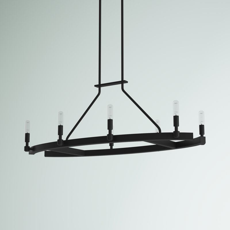Lustre en roue de chariot à 8 lumières de style bougie Calvin