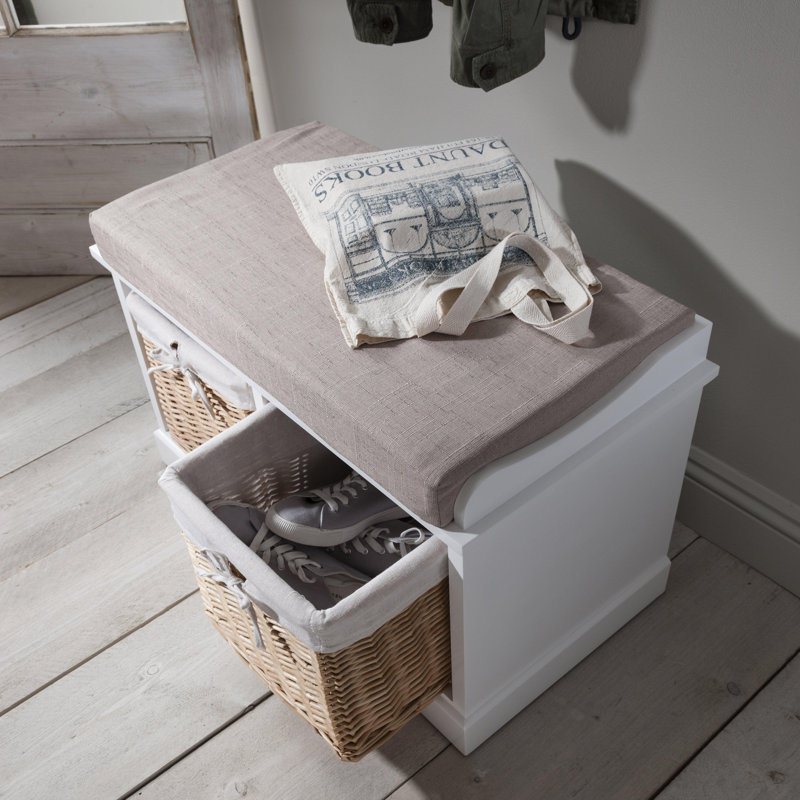 Hudson Oaks Polyester Blend Upholstered Storage Bench, 76 cm H, White