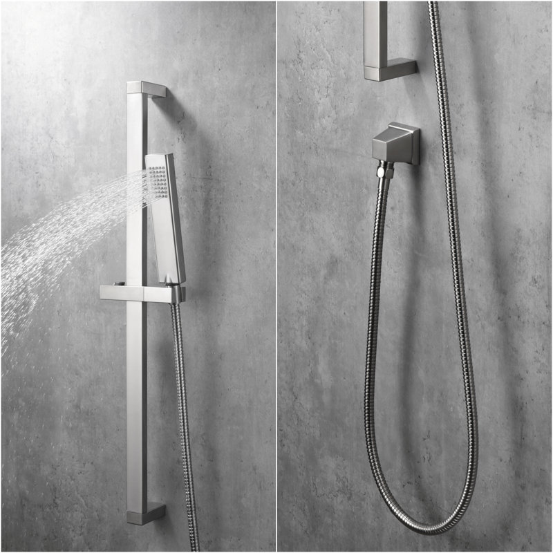 Rift Collection 27" Slide Bar Handheld Shower Head Set with 60" Flexible Hose - Brushed Nickel, Brushed Nickel