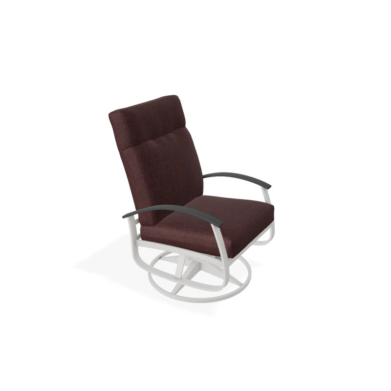 Belle Isle Outdoor Rocker Chair, Blue/White Stripe, Classic Graphite P30, Textured Snow