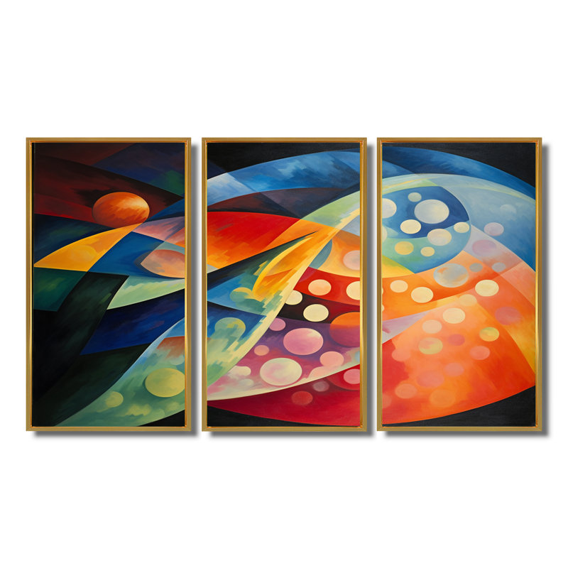 Création de l'univers, tourbillons rétro, ensemble de reproductions d'art abstrait, Cadre flottant doré