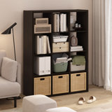 Latitude Run Antonya Open Back Decorative Verticle Cube Storage Organizer, 4-Cube, Dark Oak