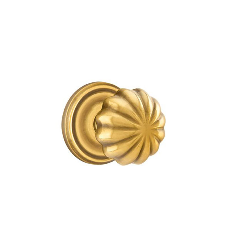 Passage Melon Knob with Regular Rose, French Antique Brass