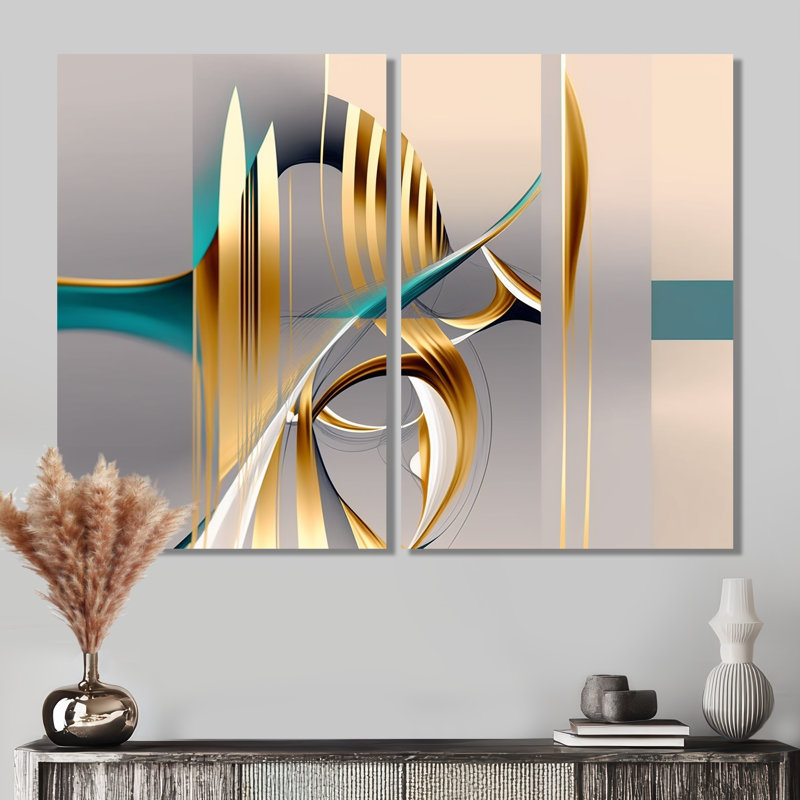 Jannie - art mural doré, Toile tendue, Ne s’applique pas, H 36 po x l 48 po