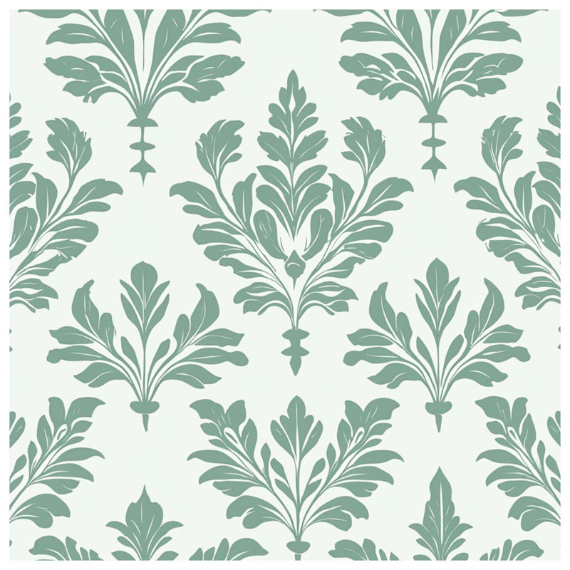 Green Leafy Damask Double Sided Throw Pillows, 14 x 14 inches