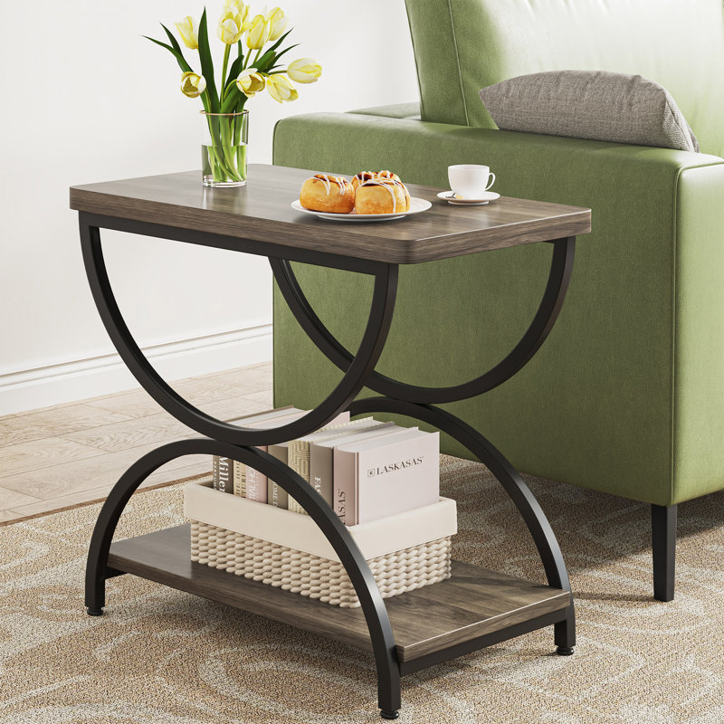 Jen End Table with Storage, Brown/Black