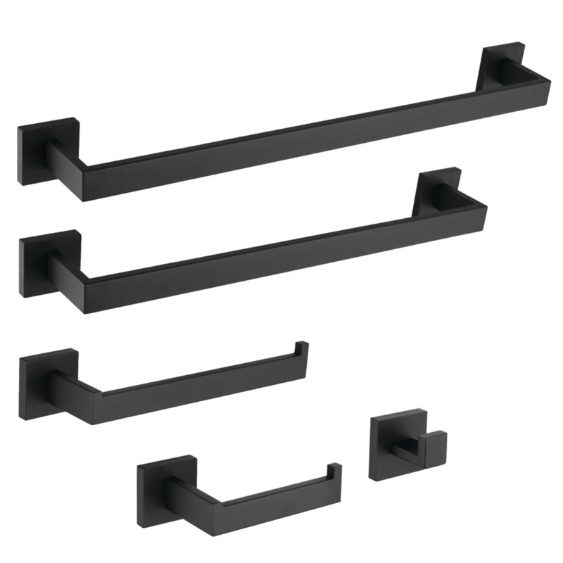 Kingston Brass Markus 5-Piece Bathroom Hardware Set, Matte Black