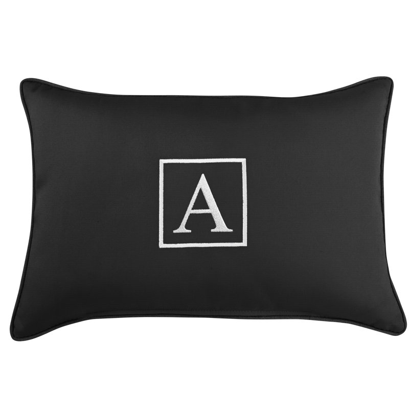 Kerrell Embroidered Sunbrella® Outdoor Throw Pillow, Black, A