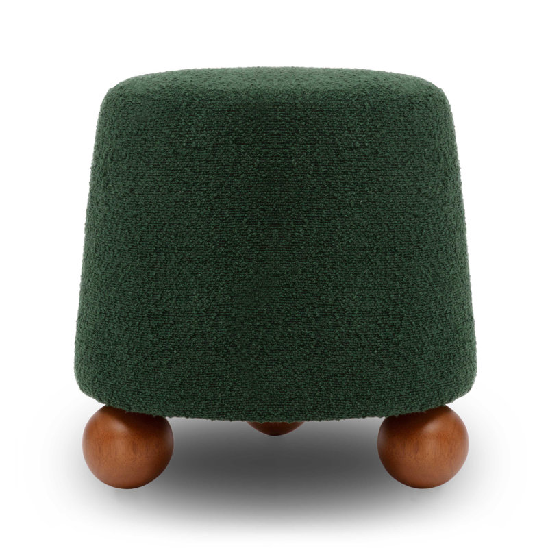 Tabouret Jaine Boucle, Noyer, Mélange de polyester, Vert