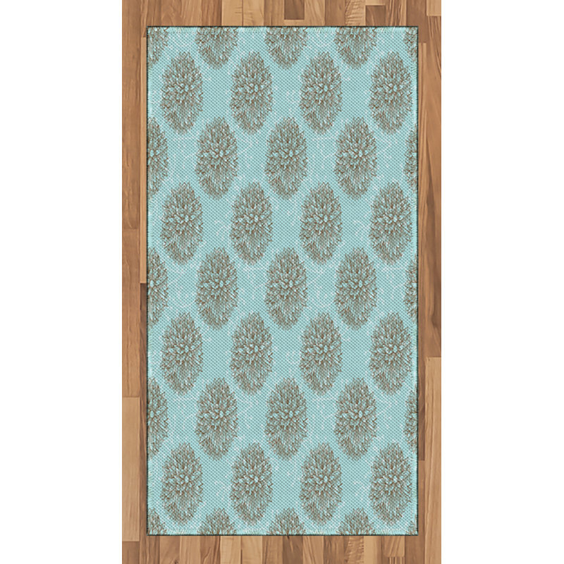 Turquoise High Density Long Fiber Poly Threads Decorative Area Rug Carpet, Rectangle 2'7" x 5'