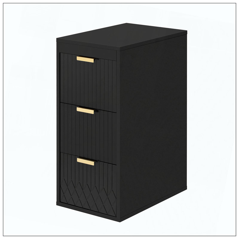 Wall Mounted Floating Cabinet Decor Line Drawers Storage, Black