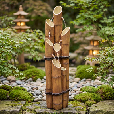 Cascading Bamboo Sculptural Fountain