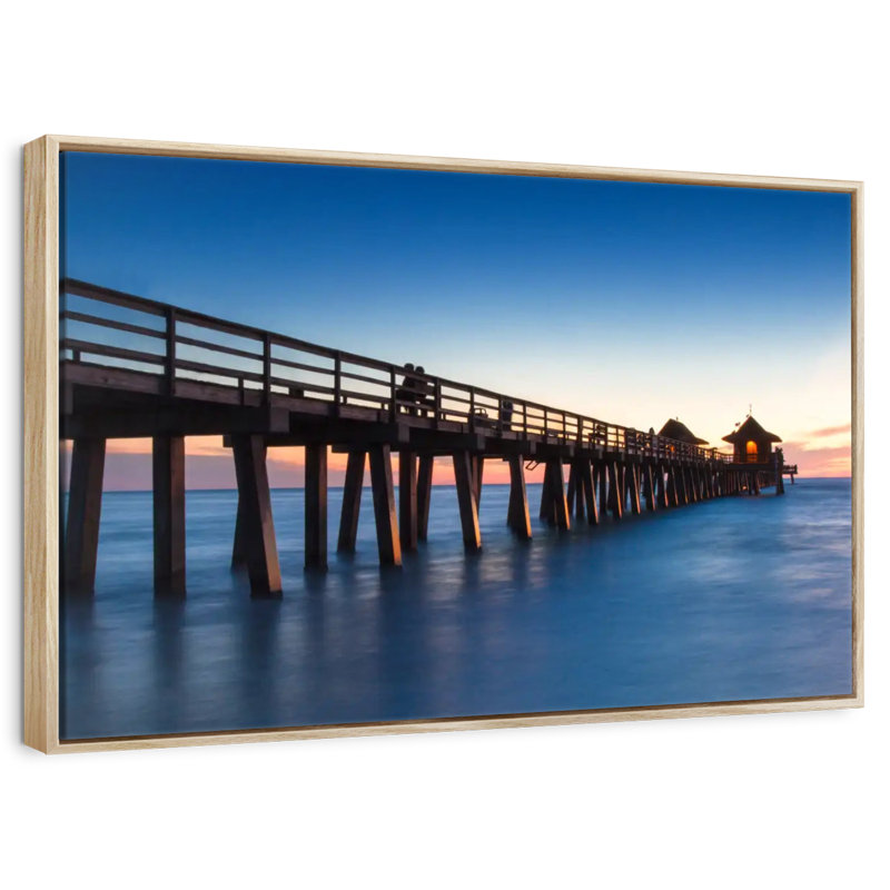Naples Beach Pier, Cadre flottant en bois naturel, 37 po x 25 po