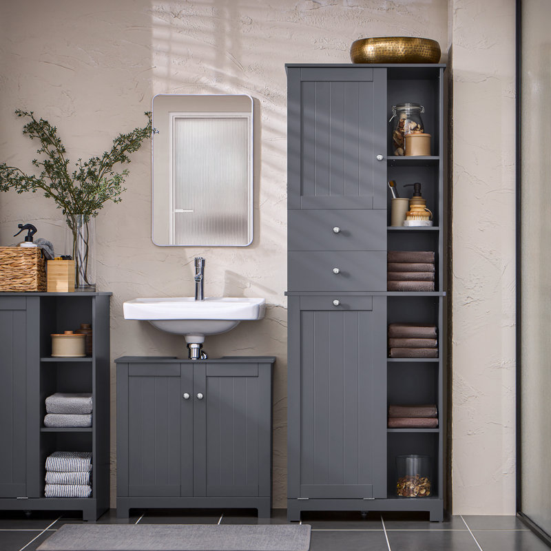 Floor Mounted Bathroom Cabinet, Dark Grey