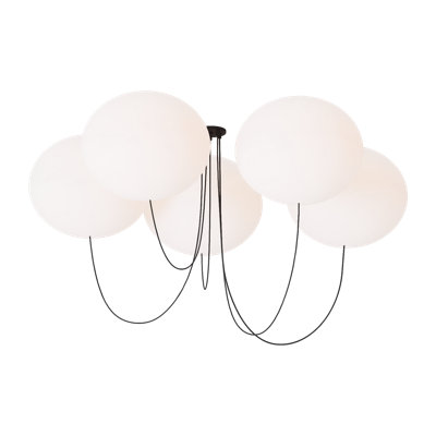 Peter Bristol Helium 5-light extra large LED chandelier in matte black finish with glass shades