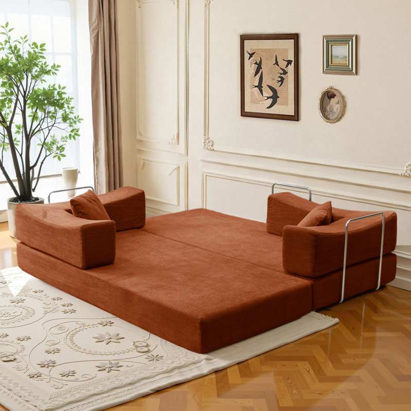 Canapé-lit modulaire convertible 2-en-1 avec matelas en mousse viscoélastique - aucun assemblage requis, canapé-lit peu encombrant pour salon, chambre à coucher, studio