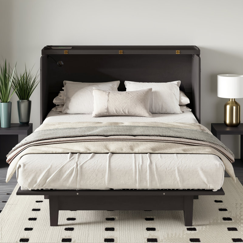 Armoire-lit escamotable Farmhouse, Lit double, Gris