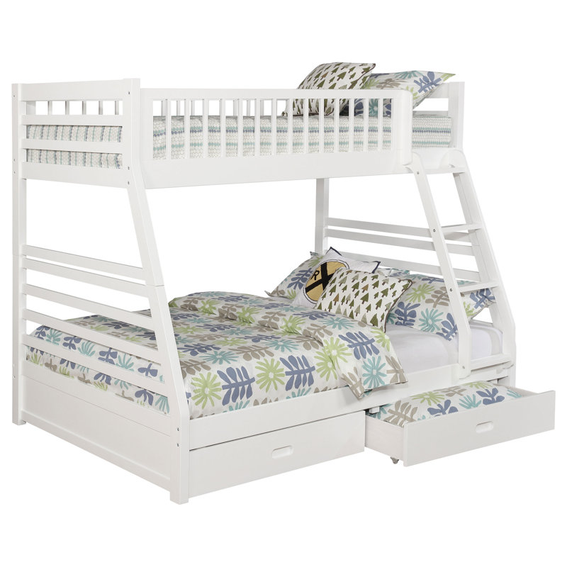 Inara 2-drawer Wood Twin Over Full Bunk Bed White, White