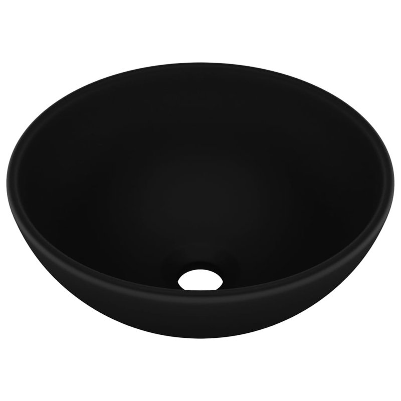 Belfry Bathroom Yogi 325mm L x 325mm W Ceramic Circular Countertop Basin Sink, Black