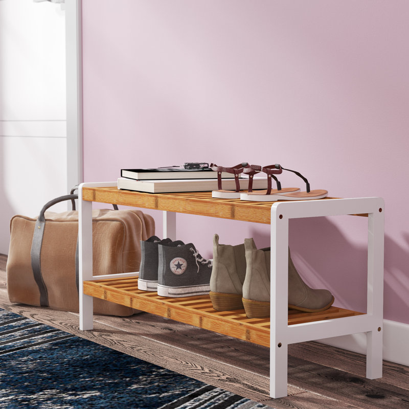 Sanibel 6 Pair Shoe Rack, White/Brown