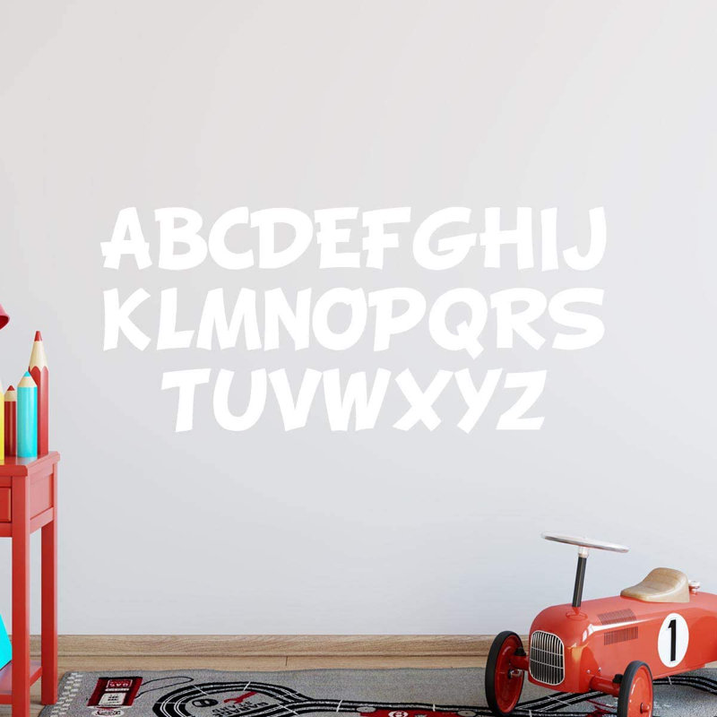 Décalcomanie murale alphabets pour enfants, formation pour enfants, H 10,5 po x l 23 po x P 0,6 po, Blanc