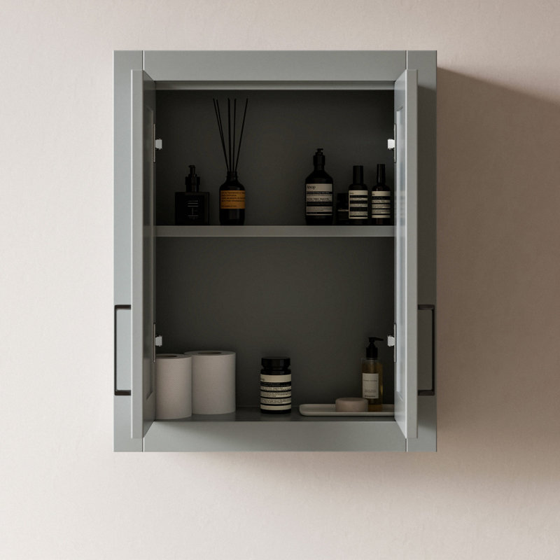Armoire murale en bois massif H 26 po x l 21 po, H 26 po x l 21 po x P 19,5 po, Gris