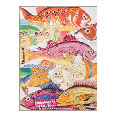 Multicolor Fish Patterned Woven Base Modern Decorative Washable Rug