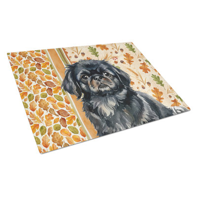Black Pekingese Heirloom Fall Glass Cutting Board