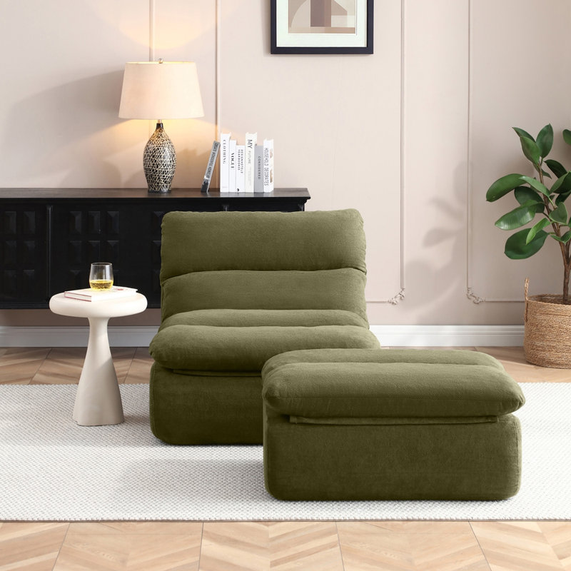 Canapé paresseux rembourré 32 "Big Chaise, Vert