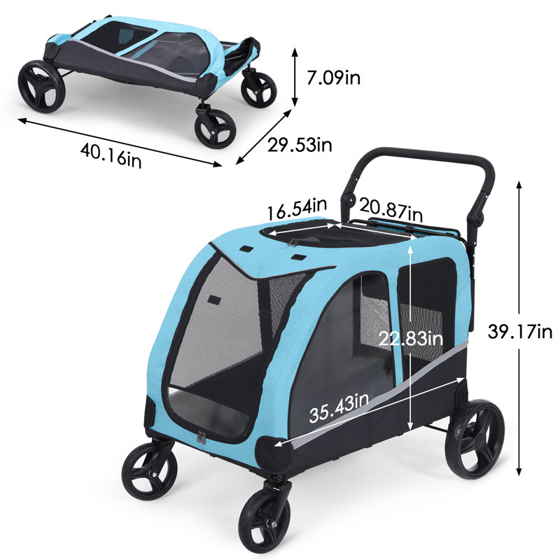 Stroller for Large Dogs, Extra Large Pet Stroller for Medium 2 Dogs, Dog Wagon, Dog Carriage, Foldable Design, Adjustable Handle