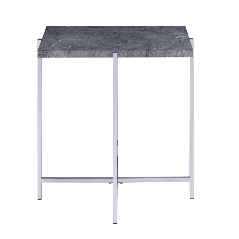 Table de bout rectangulaire grise et chromée