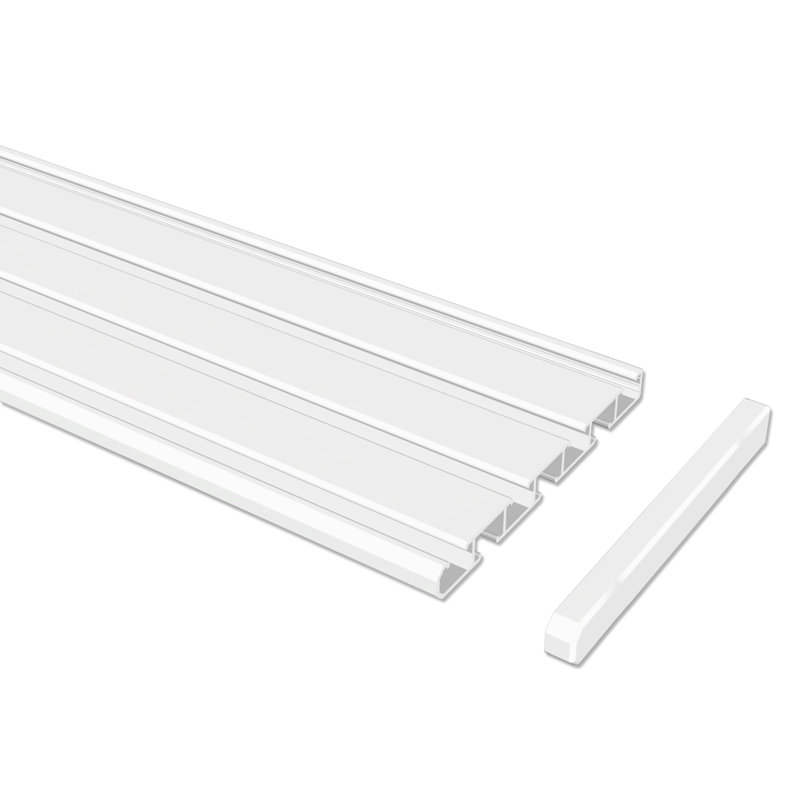 Vermili Aluminum Curtain Track/Rail, 1cm H x 420cm W x 9cm D, White