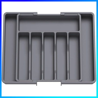 Organisateur de tiroir extensible Silverware - Plateau à ustensiles en plastique réglable pour cuillères, fourchettes et couteaux | Rangement pour couverts et couverts sans BPA | Grande cloison de tiroir de cuisine