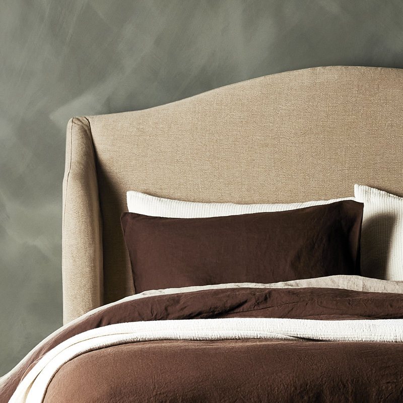 Meryl Upholstered Wingback Bed, King, Broadway Canvas