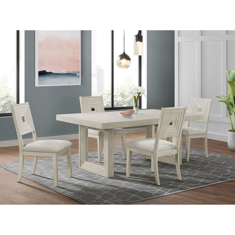 Latitude Run® Randell Rectangular Dining Table with 18" Leaf in Antique White