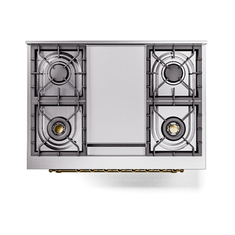 ILVE Nostalgie II Noblesse 36 in Dual Fuel Range, Emerald Green/Brass, Natural Gas