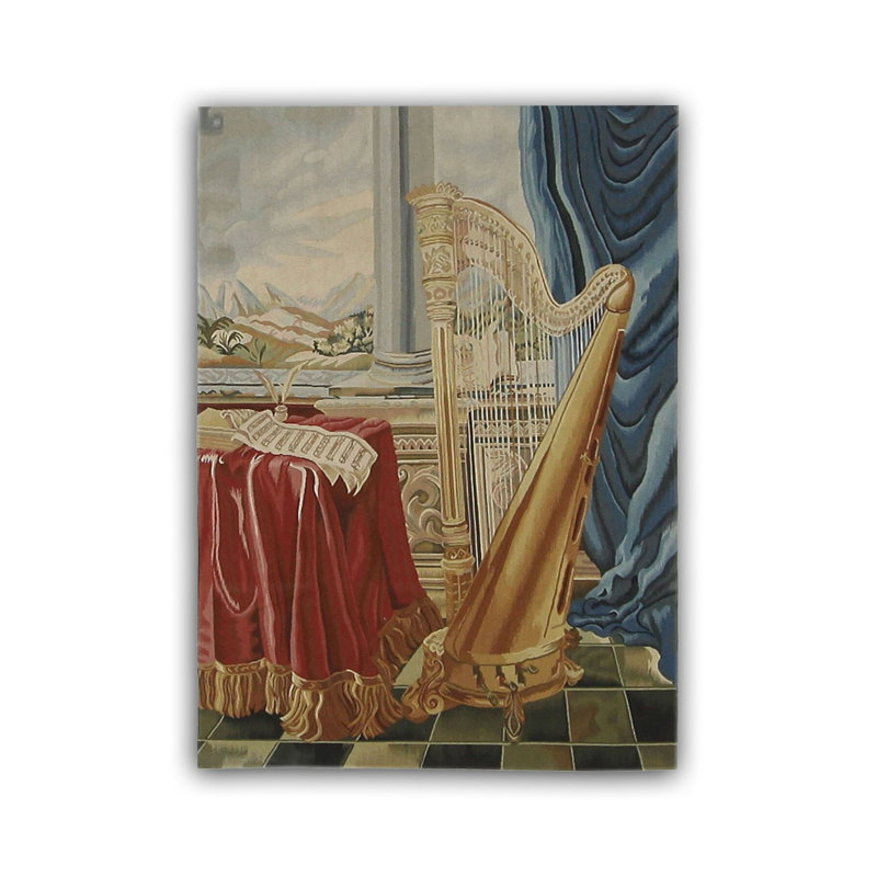 Tapis décoratif tissé sur le thème de l'histoire artistique, Rectangle 4 pi 11,06 po x 7 pi 6,55 po