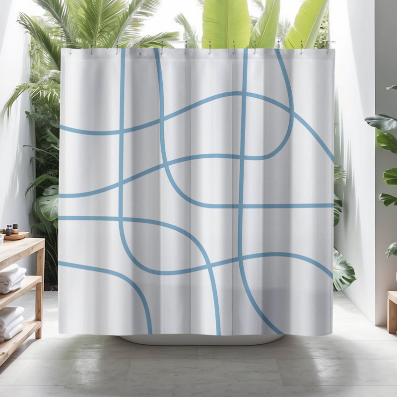 Coco Polyester Shower Curtain, Blue