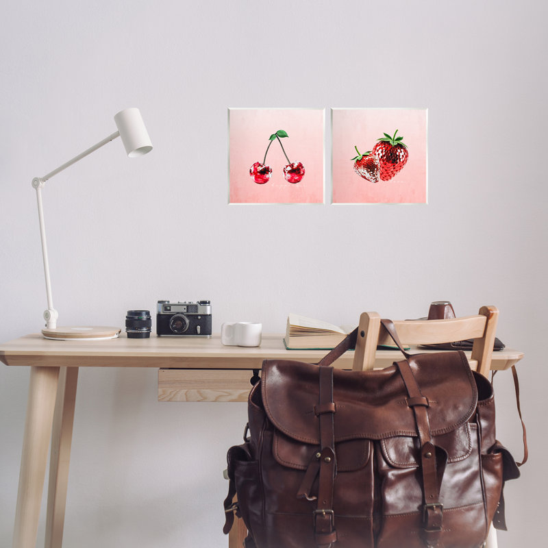 Ensemble de 2 plaques murales Happiness & Love Disco Fruits, par Kim Allen
