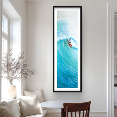Surfer in the Middle of the Wave - Framed Matted Print Decor