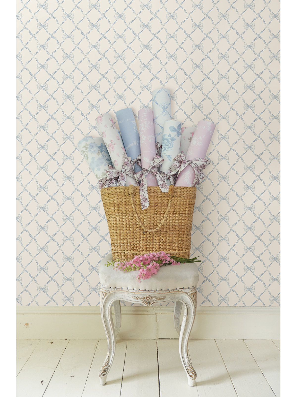 Baby Bow Peel & Stick Wallpaper Roll, Blue